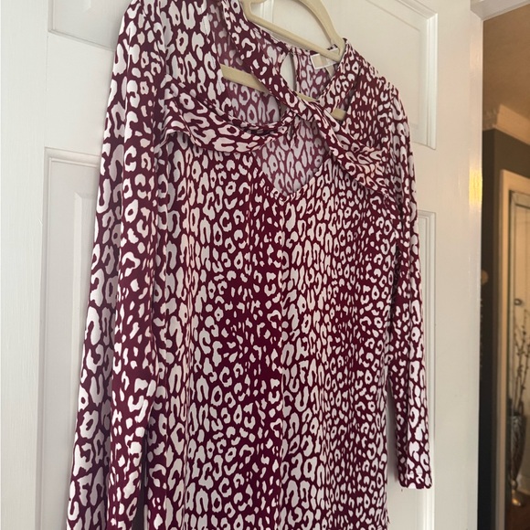 MICHAEL Michael Kors Tops - MICHAEL Michael Kors Burgundy and White Animal-Print Long-Sleeve Tops